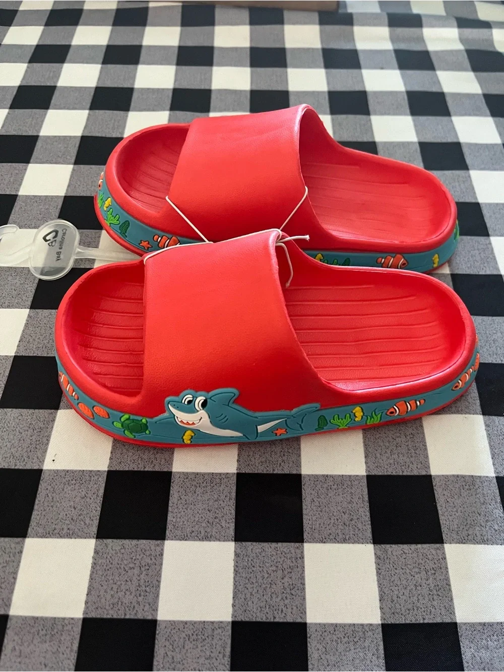 Kids Red Shark Slide Sandals - Size 12